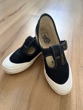 Vans Black and White Mary Jane Canvas Sneakers
